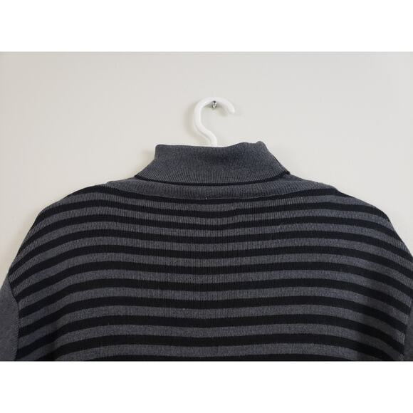 (N5) Y2K Anna Meazza Womens Sweater Size XL Turtleneck Striped Merino Wool - Picture 6 of 7